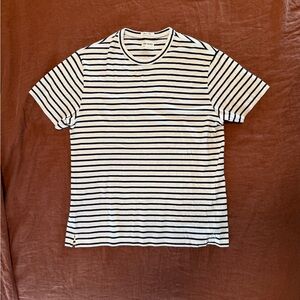 Todd Snyder Japanese Fabric Crewneck T-Shirt - White with Navy Stripes